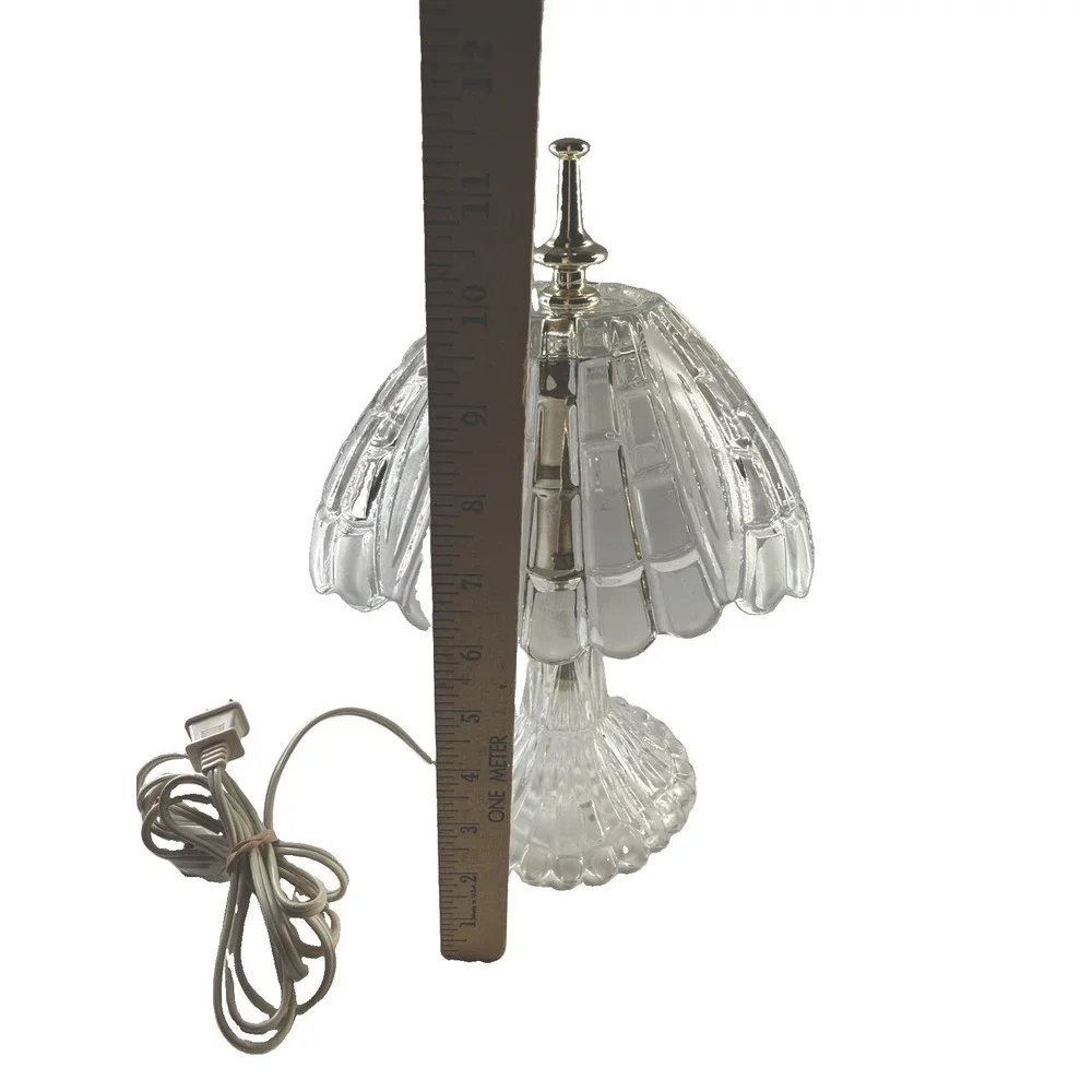 Vintage Glass Mushroom Lamp Boudoir Crystal Hollywood Regency Bedside Vanity